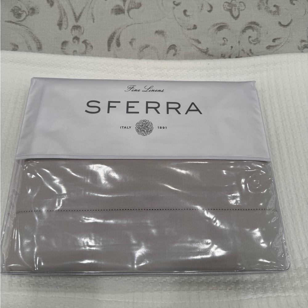 SFERRA LEONARDO PERCALE 3-PIECE KING DUVET COVER SET IN TIN GREY MADE IN ITALY